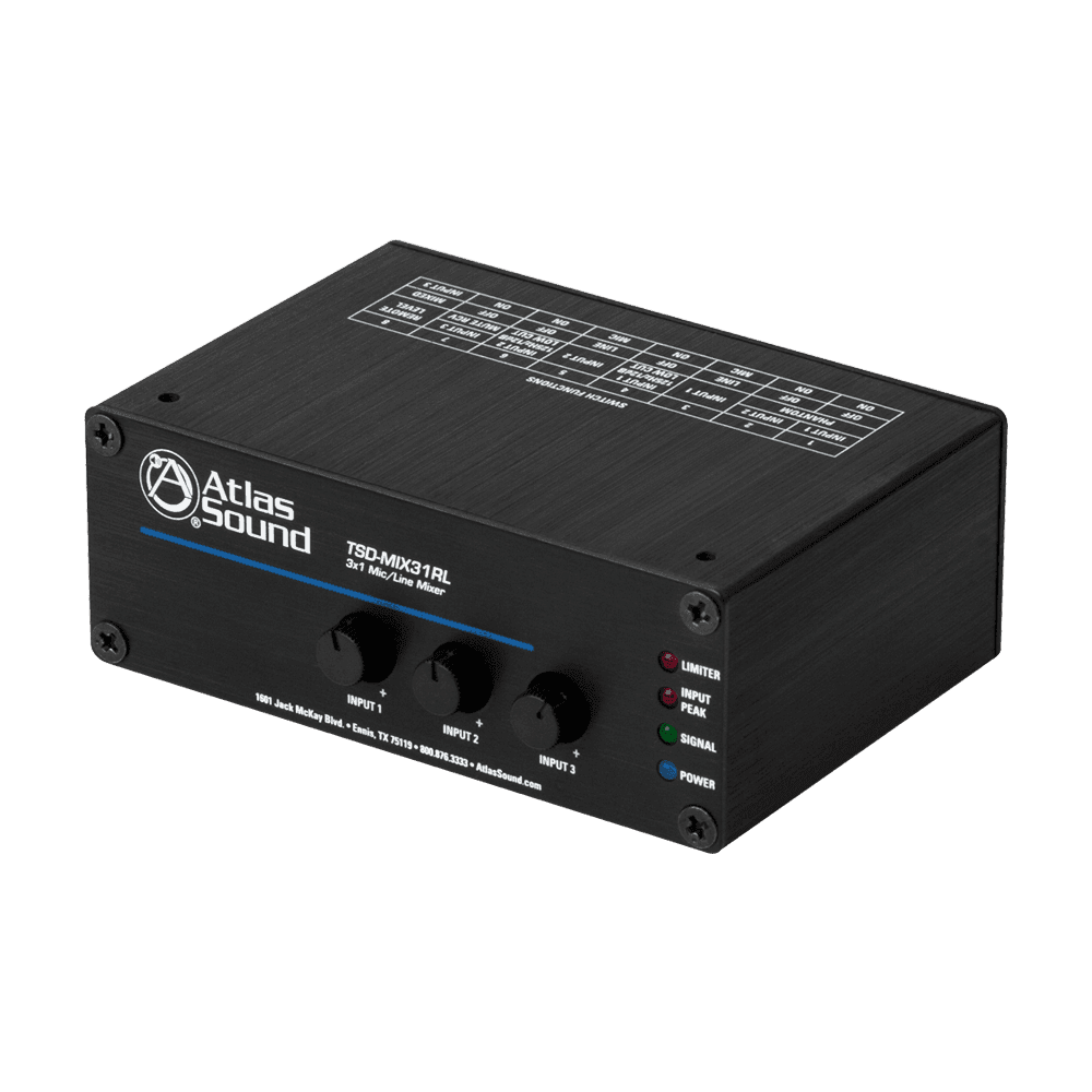 Atlas Sound TSD-MIX31RL 3 x 1 Mic/Line Mixer - Creation Networks