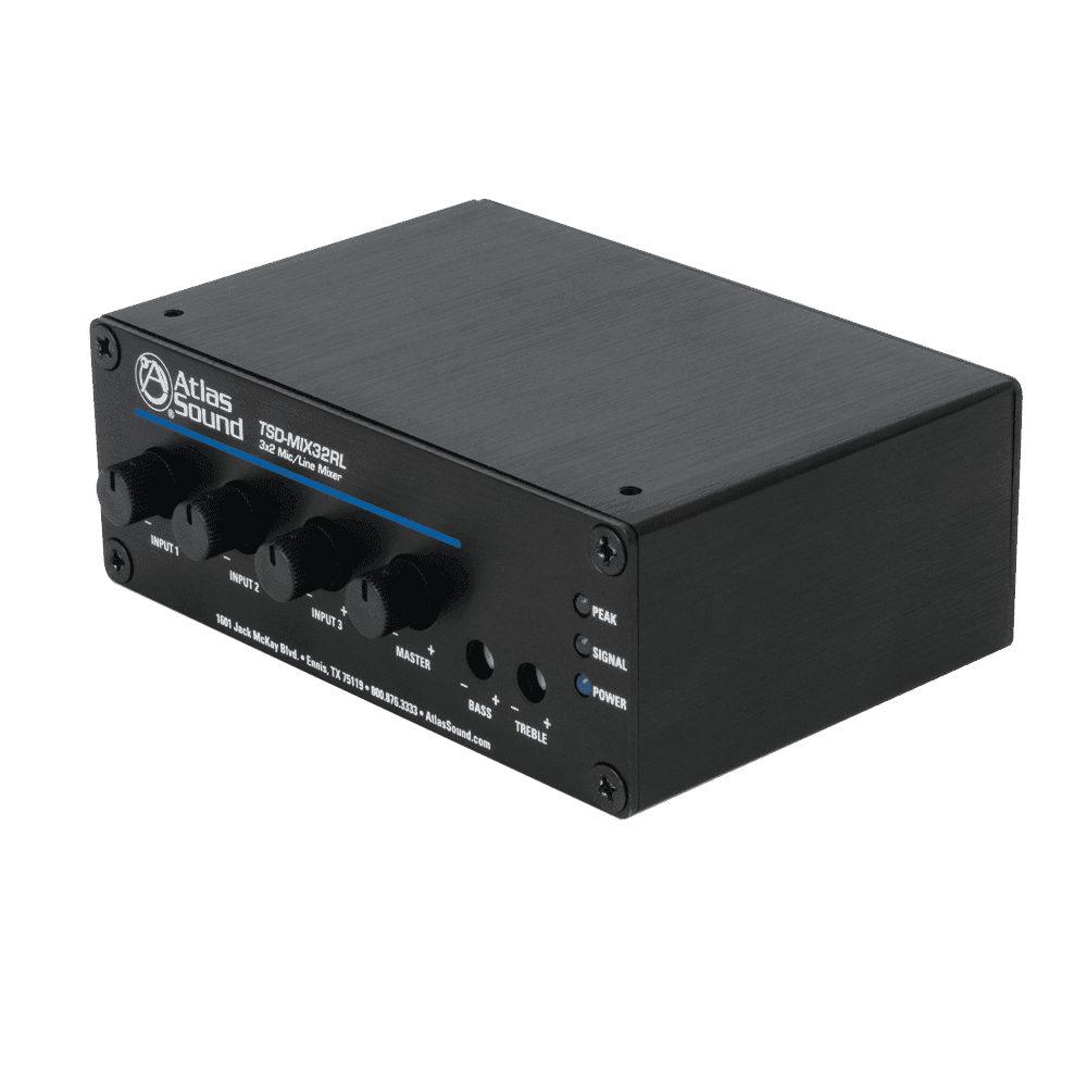 Atlas Sound TSD-MIX32RL 3x2 Stereo Line Mixer with Remote Level - Creation Networks