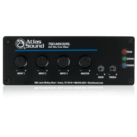 Atlas Sound TSD-MIX32RL 3x2 Stereo Line Mixer with Remote Level - Creation Networks