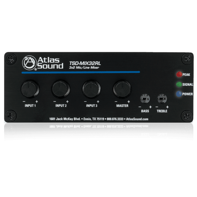 Atlas Sound TSD-MIX32RL 3x2 Stereo Line Mixer with Remote Level - Creation Networks