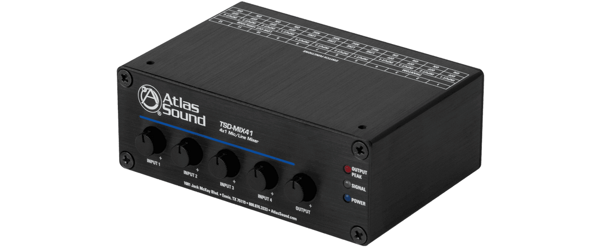 Atlas Sound TSD-MIX41 4 x 1 Mic/Line Mixer - Creation Networks