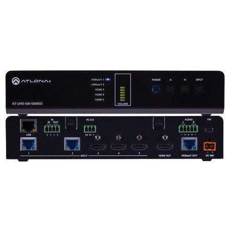 Atlona 4K/UHD 5-Input HDMI Switcher with Two HDBaseT In & Mirrored HDMI/HDBaseT Out - AT-UHD-SW-5000ED - Creation Networks