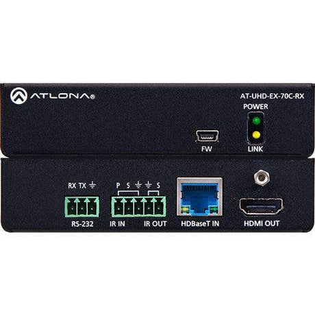 Atlona 4K/UHD HDMI Over HDBaseT Receiver with Control and PoE (70m) - AT-UHD-EX-70C-RX - Creation Networks