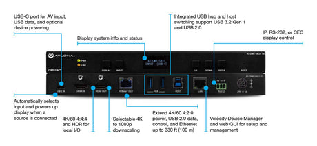 Atlona AT-OME-SW21-TX HDBaseT Transmitter with USB-C and HDMI Inputs Plus USB Hub - Creation Networks
