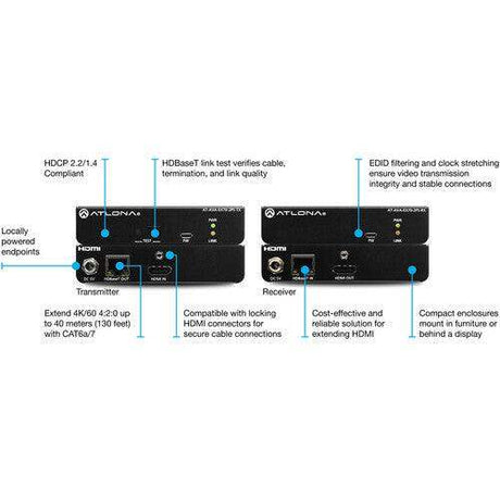 Atlona Avance 4K HDMI Transmitter and Receiver HDBaseT Extender Kit - AT-AVA-EX70-2PS-KIT - Creation Networks