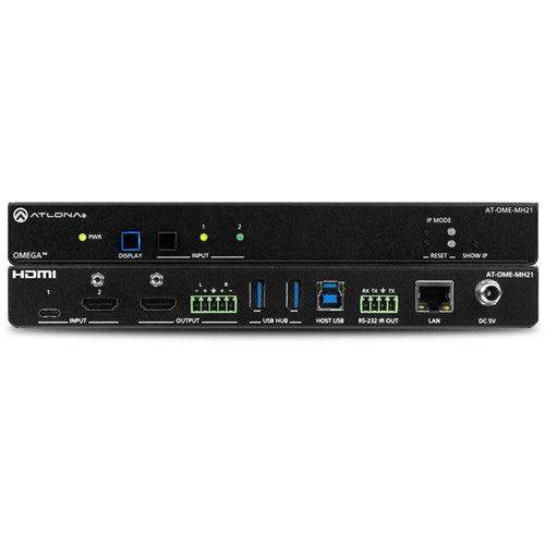 Atlona Omega 4K/UHD meeting hub with USB-C and HDMI inputs and HDMI output - AT-OME-MH21-CP - Creation Networks