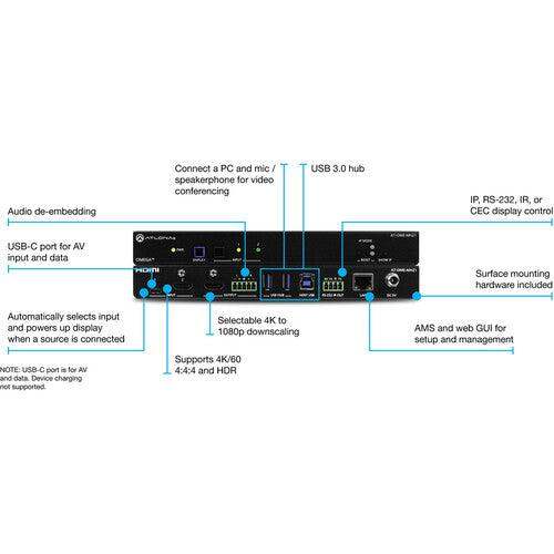 Atlona Omega 4K/UHD meeting hub with USB-C and HDMI inputs and HDMI output - AT-OME-MH21 - Creation Networks