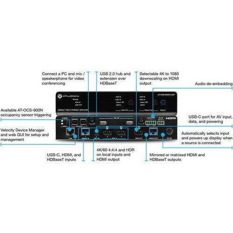 Atlona Omega 4x2 4K/UHD multiformat matrix switcher - AT-OME-MS42-HDBT - Creation Networks