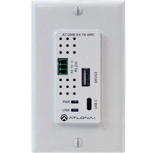 Atlona Omega Single Gang Wall Plate with USB-C Input and USB Data Support - AT-OME-EX-TX-WPC - Creation Networks