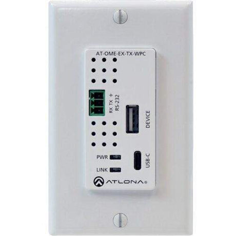 Atlona Omega Single Gang Wall Plate with USB-C Input and USB Data Support - AT-OME-EX-TX-WPC - Creation Networks