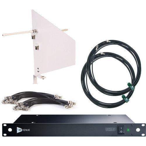 Audio-Technica DFINWD9 RF Venue DISTRO9 HDR 9-Channel Antenna Distributor Bundle (White Wall-Mount Diversity Fin) - Creation Networks
