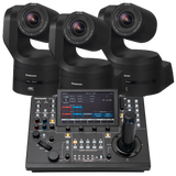 Panasonic 3x AW-UE160 PTZ Cameras w/ FREE AW-RP150 Controller (Black)