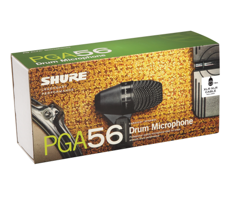 Shure PGA56-XLR Cardioid swivel-mount dynamic snare/tom microphone - AP56DM drum mount, XLR-XLR cable Microphnes Shure