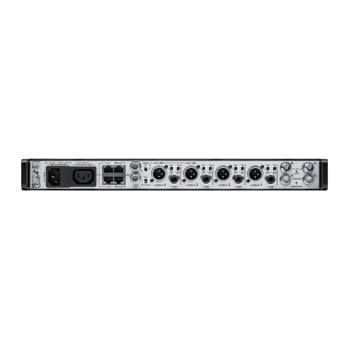 Shure AD4Q-DC Digital Four-Channel Wireless Receiver Microphones Shure