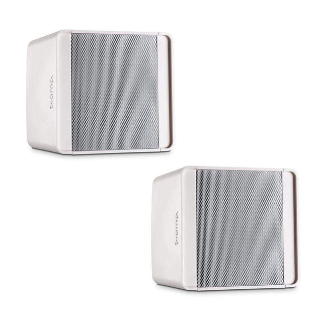 Biamp Desono KUBO3T 3" compact design full range surface mount loudspeaker, 70 - 100 volt / 10 watts or 16 ohms / 40 watts, mounting bracket and safety cable included (Pair, White) - 911.0686.900 - Creation Networks