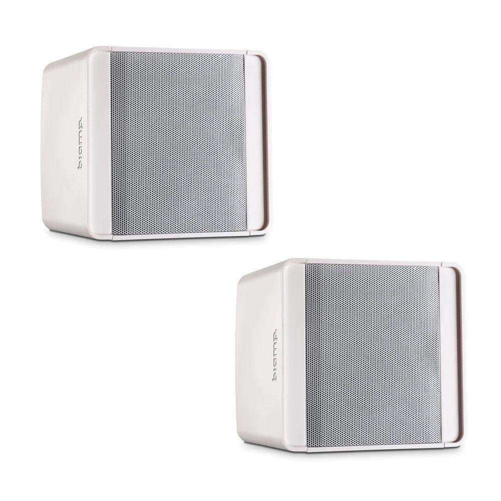 Biamp Desono KUBO5T 5.25" compact design two-way surface mount loudspeaker, 70 - 100 volt / 30 watts or 16 ohms / 80 watts, mounting bracket and safety cable included (Pair, White) - 911.0690.900 - Creation Networks