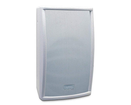 Biamp Desono MASK8F 8" two-way full range wooden design surface mount loudspeaker, 8 ohms / 300 watts, wall bracket and pole mount tube included (White) - 911.1417.900 - Creation Networks