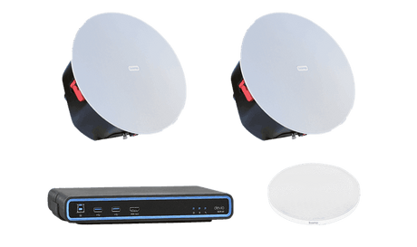 Biamp Devio conference room hub with Parlé ceiling mic bundle (White) - Creation Networks