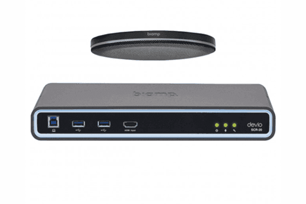 Biamp Devio conference room hub with Parlé table mic (Black) - Creation Networks