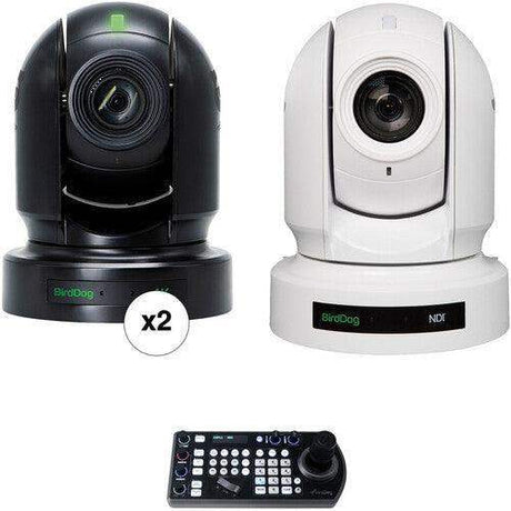 BirdDog 3 x P400 4K Full NDI PTZ Cameras and PTZ Keyboard Kit (1 x White, 2 x Black) - BDP400BUNDLE-WBB - Creation Networks