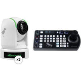 BirdDog 3 x P4K 4K Full NDI PTZ Cameras and PTZ Keyboard Kit (1 x Black, 2 x White) - BDP4KBUNDLE-WWW - Creation Networks
