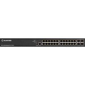 Black Box LPB3028A MGD POE+ SWITCH - 24 10/100/ 1000 RJ45 POE+ 4 100/1000 SFP+ - Creation Networks