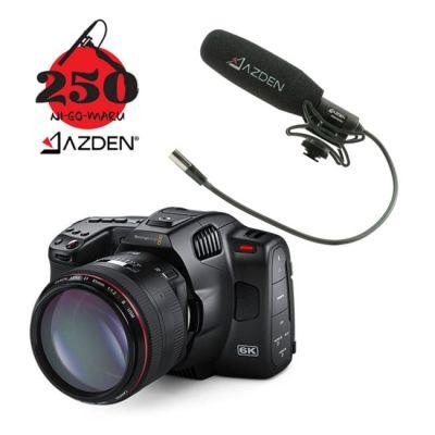 Blackmagic Design Pocket Cinema Camera 6K Pro & AZDEN Professional Compact Cine Mic with Mini-XLR Output Bundle