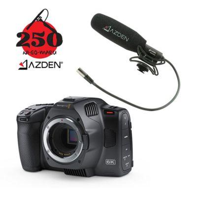 Blackmagic Design Pocket Cinema Camera 6K G2 & AZDEN Professional Compact Cine Mic with Mini-XLR Output Bundle