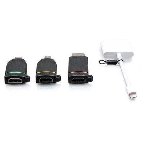 C2G C2G29890 Retractable Universal Mount 4K HDMI® Adapter Ring with Color Coded Mini DisplayPort™, DisplayPort, USB-C®, and Lightning - Creation Networks