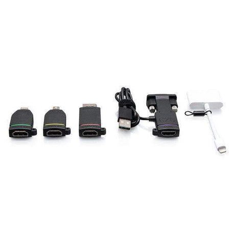 C2G C2G29891 Retractable Universal Mount 4K HDMI® Adapter Ring with Color Coded Mini DisplayPort™, DisplayPort, USB-C®, Lightning, and VGA - Creation Networks
