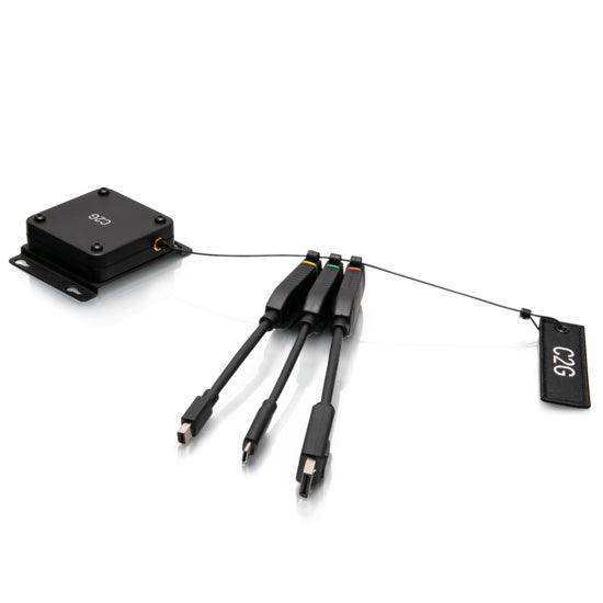 C2G C2G29995 Retractable Universal Mount 4K HDMI® Dongle Adapter Ring including Color Coded Mini DisplayPort™, DisplayPort, and USB-C® Adapters with Antimicrobial Technology - Creation Networks