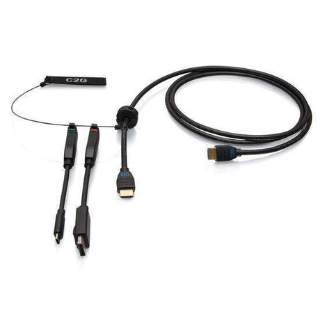 C2G C2G30053 6ft (1.8m) 4K HDMI® Premium Cable and Dongle Adapter Ring with Color Coded DisplayPort™ and USB-C® - Creation Networks