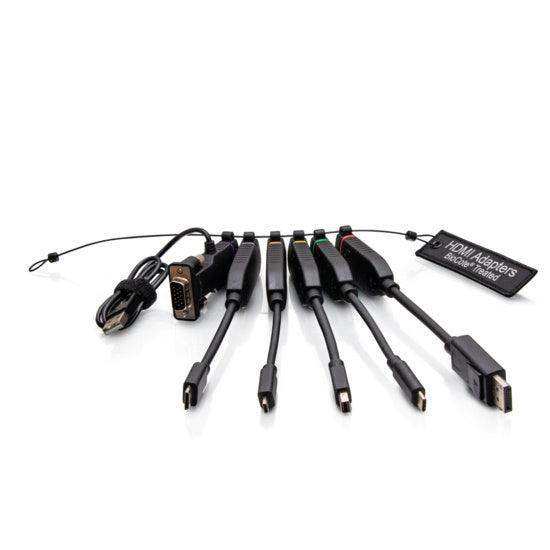 C2G C2G30278 Universal 4K HDMI® Dongle Adapter Ring including Color Coded Mini DisplayPort™, DisplayPort, USB-C®, Mini HDMI, Micro HDMI, and VGA Adapters with Antimicrobial Technology - Creation Networks