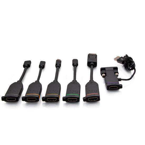 C2G C2G30278 Universal 4K HDMI® Dongle Adapter Ring including Color Coded Mini DisplayPort™, DisplayPort, USB-C®, Mini HDMI, Micro HDMI, and VGA Adapters with Antimicrobial Technology Audio & Video Cables C2G