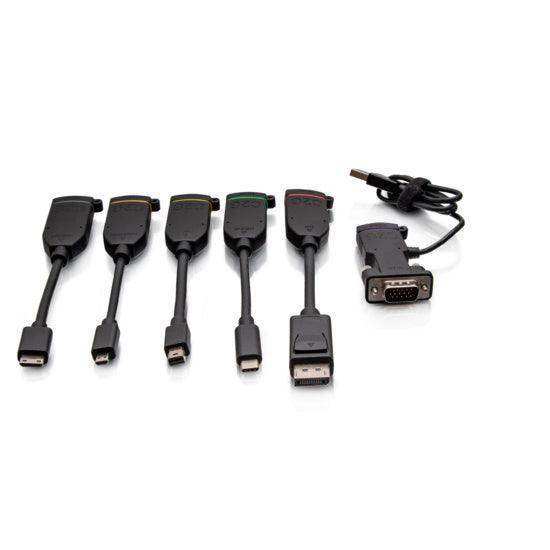 C2G C2G30278 Universal 4K HDMI® Dongle Adapter Ring including Color Coded Mini DisplayPort™, DisplayPort, USB-C®, Mini HDMI, Micro HDMI, and VGA Adapters with Antimicrobial Technology - Creation Networks
