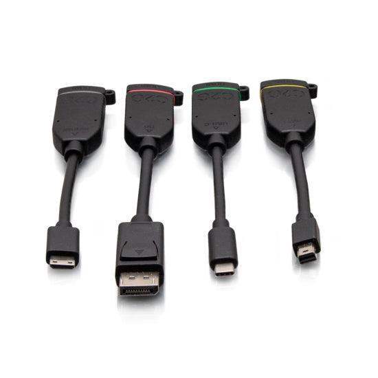 C2G C2G30280 Universal 4K HDMI® Dongle Adapter Ring including Color Coded Mini DisplayPort™, DisplayPort, USB-C®, and Mini HDMI Adapters with Antimicrobial Technology - Creation Networks