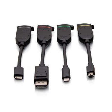 C2G C2G30280 Universal 4K HDMI® Dongle Adapter Ring including Color Coded Mini DisplayPort™, DisplayPort, USB-C®, and Mini HDMI Adapters with Antimicrobial Technology - Creation Networks