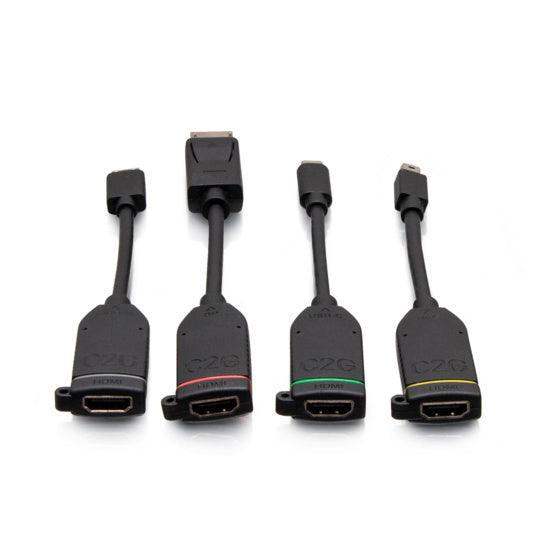 C2G C2G30280 Universal 4K HDMI® Dongle Adapter Ring including Color Coded Mini DisplayPort™, DisplayPort, USB-C®, and Mini HDMI Adapters with Antimicrobial Technology - Creation Networks