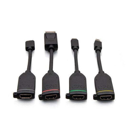 C2G C2G30280 Universal 4K HDMI® Dongle Adapter Ring including Color Coded Mini DisplayPort™, DisplayPort, USB-C®, and Mini HDMI Adapters with Antimicrobial Technology - Creation Networks
