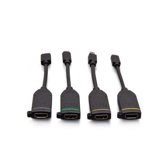 C2G C2G30283 Universal 4K HDMI® Dongle Adapter Ring including Color Coded Mini DisplayPort™, USB-C®, Mini HDMI, and Micro HDMI Adapters with Antimicrobial Technology - Creation Networks