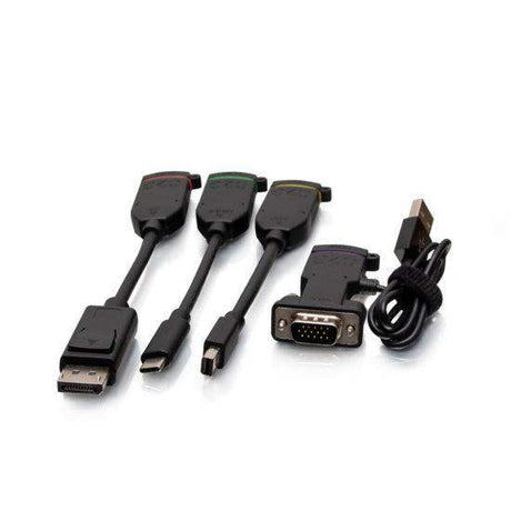 C2G C2G30284 Universal 4K HDMI® Dongle Adapter Ring including Color Coded Mini DisplayPort™, DisplayPort, USB-C®, and VGA Adapters with Antimicrobial Technology - Creation Networks