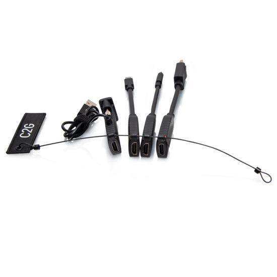 C2G C2G30284 Universal 4K HDMI® Dongle Adapter Ring including Color Coded Mini DisplayPort™, DisplayPort, USB-C®, and VGA Adapters with Antimicrobial Technology Audio & Video Cables C2G