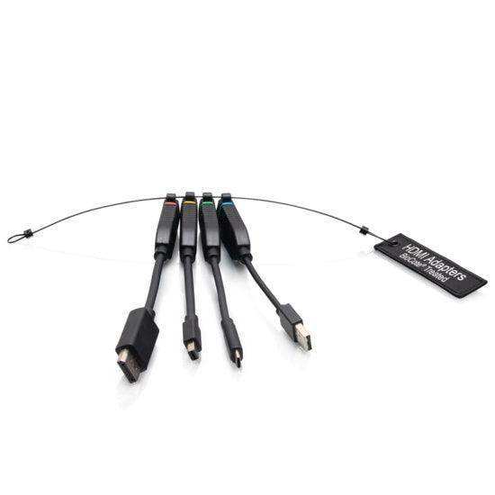 C2G C2G30285 Universal 4K HDMI® Dongle Adapter Ring including Color Coded Mini DisplayPort™, DisplayPort, USB-C®, and USB-A Male to USB-C Female Adapters with Antimicrobial Technology Audio & Video Cables C2G