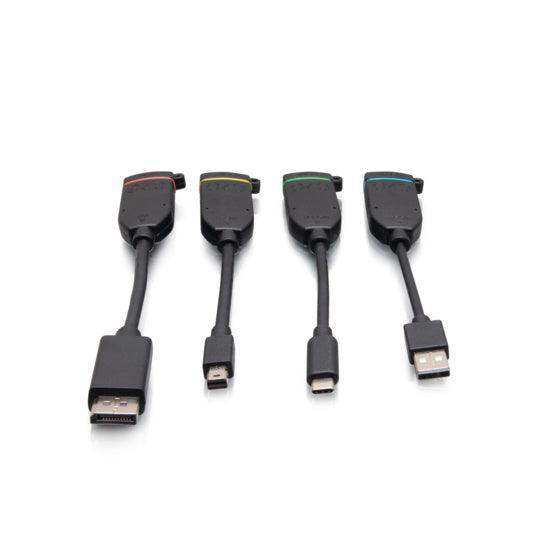 C2G C2G30285 Universal 4K HDMI® Dongle Adapter Ring including Color Coded Mini DisplayPort™, DisplayPort, USB-C®, and USB-A Male to USB-C Female Adapters with Antimicrobial Technology - Creation Networks