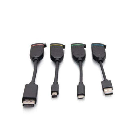 C2G C2G30285 Universal 4K HDMI® Dongle Adapter Ring including Color Coded Mini DisplayPort™, DisplayPort, USB-C®, and USB-A Male to USB-C Female Adapters with Antimicrobial Technology - Creation Networks
