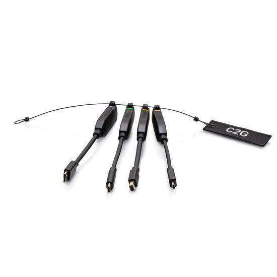 C2G C2G30290 Universal 4K HDMI® Dongle Adapter Ring with Color Coded Mini DisplayPort™, USB-C®, Mini HDMI, and Micro HDMI Audio & Video Cables C2G