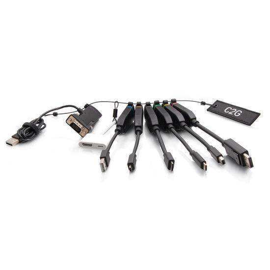 C2G C2G30292 Universal 4K HDMI® Dongle Adapter Ring with Color Coded Mini DisplayPort™, DisplayPort, USB-C®, Lightning, VGA, Mini HDMI, Micro HDMI, and USB-A Male to USB-C Female Audio & Video Cables C2G