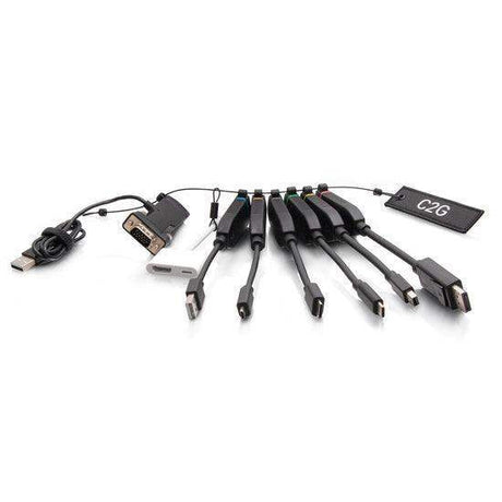 C2G C2G30292 Universal 4K HDMI® Dongle Adapter Ring with Color Coded Mini DisplayPort™, DisplayPort, USB-C®, Lightning, VGA, Mini HDMI, Micro HDMI, and USB-A Male to USB-C Female - Creation Networks