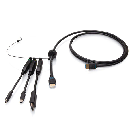 C2G C2G4200363 15ft (4.5m) 4K HDMI® Premium Cable and Universal Dongle Adapter Ring with Color Coded Mini DisplayPort™, DisplayPort, and USB-C® (without Pull Tab) - Creation Networks