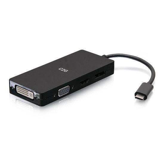 C2G C2G54454 USB-C® Multiport Adapter, 4-in-1 Video Adapter with HDMI®, DisplayPort™, DVI, andVGA - 4K 60Hz - Creation Networks